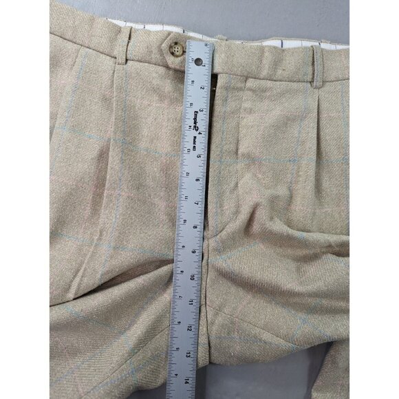 GANT Brown Mens Trouser‎ Size 36x34  Straight Silk Blend Blue Pink Window Pane - Picture 9 of 11